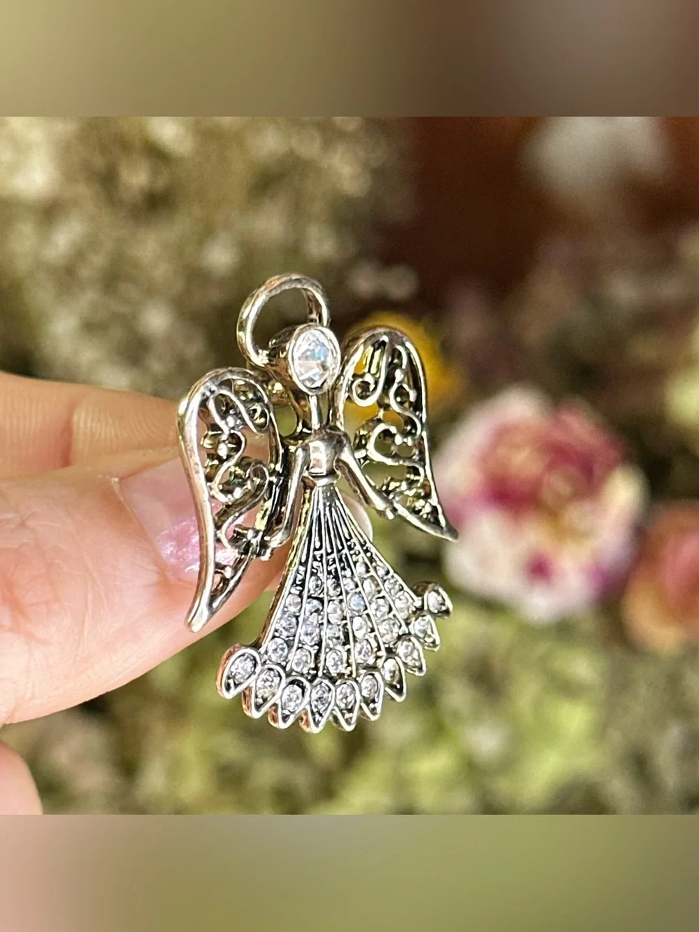 Vintage Rhinestone Angle Brooch